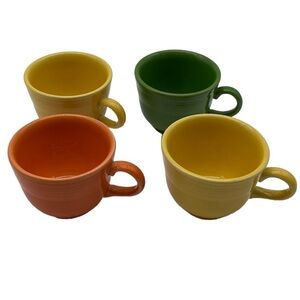 Lot of 4 Fiesta Multi Color Tea Cups 2 Marigold, Daffodil, Jade